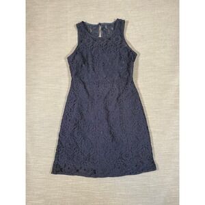 J.Crew Navy Blue Floral Lace Sleeveless Cocktail Dress C3896 Size 6